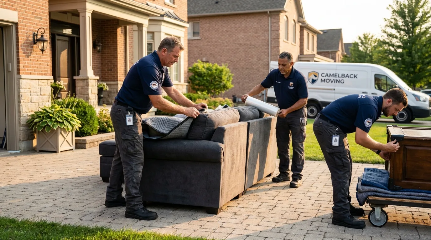 Large estate moving crew wrapping furniture in Gerald, MO
